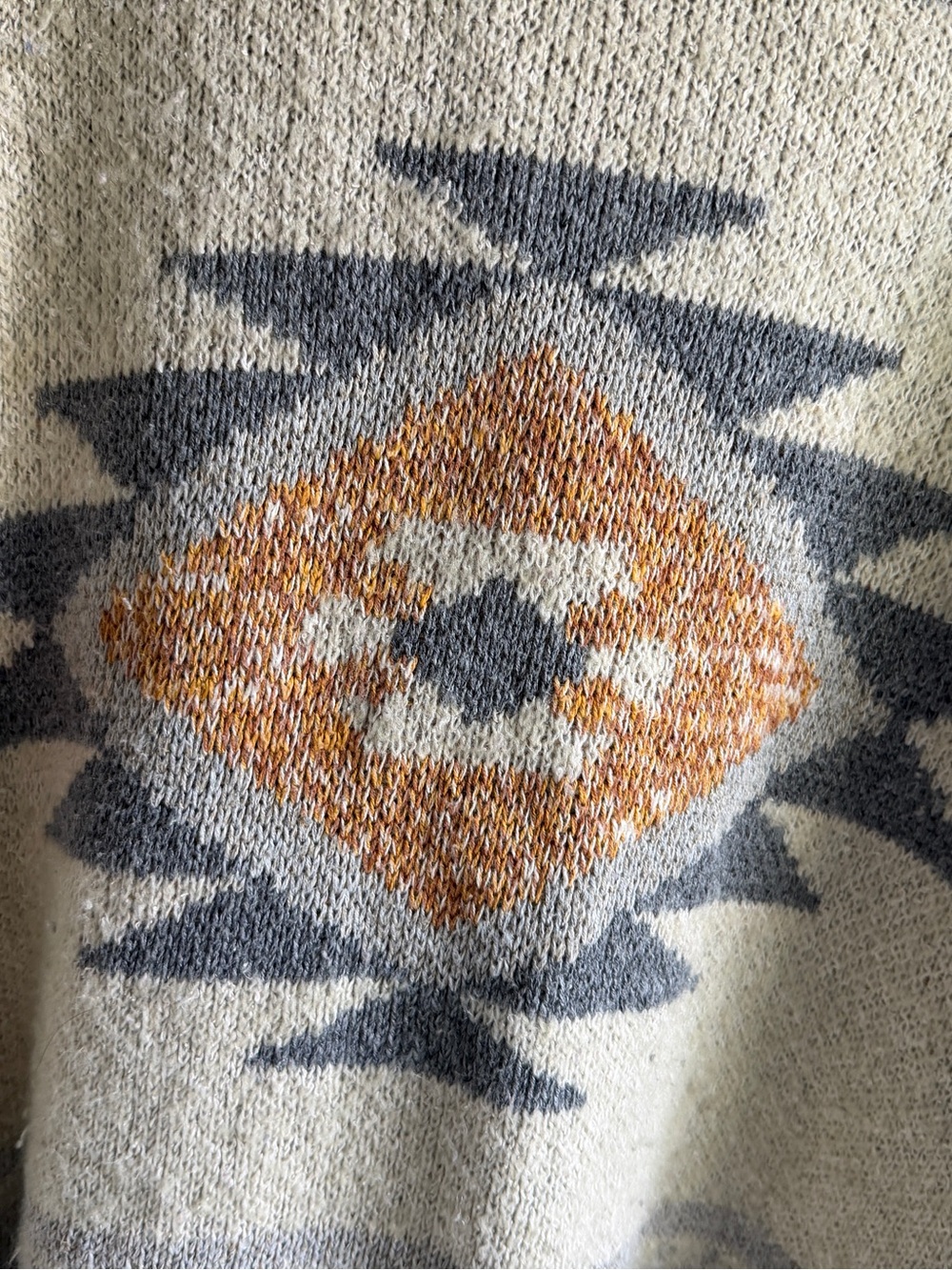 Lucky Brand Beige Aztec Shawl Collar Cardigan with Gray & Rust Accents - Picture 3 of 6